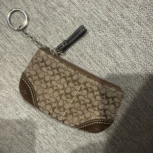 Coach Brown Monogram Keychain Wallet